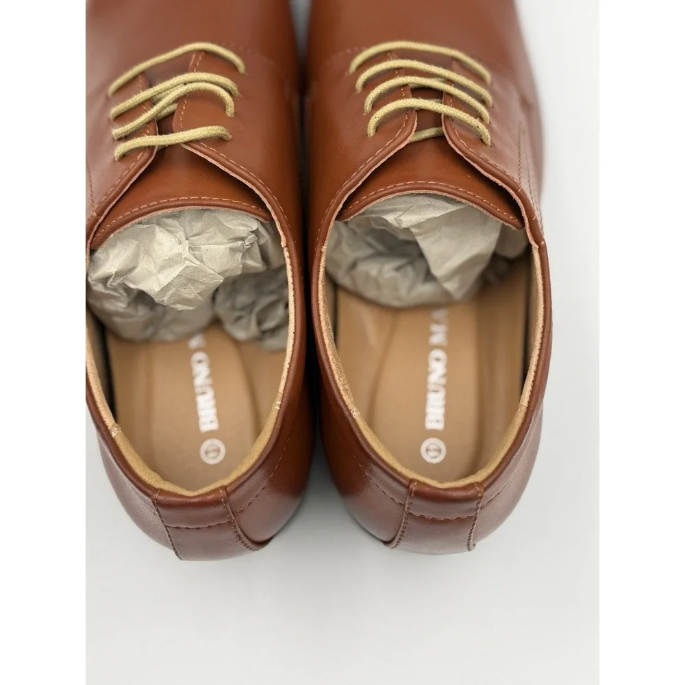 Bruno Marc Gordon Heaxuffer Dress Shoes Men's 9.5 Brown Lace Up Square Toe NIB